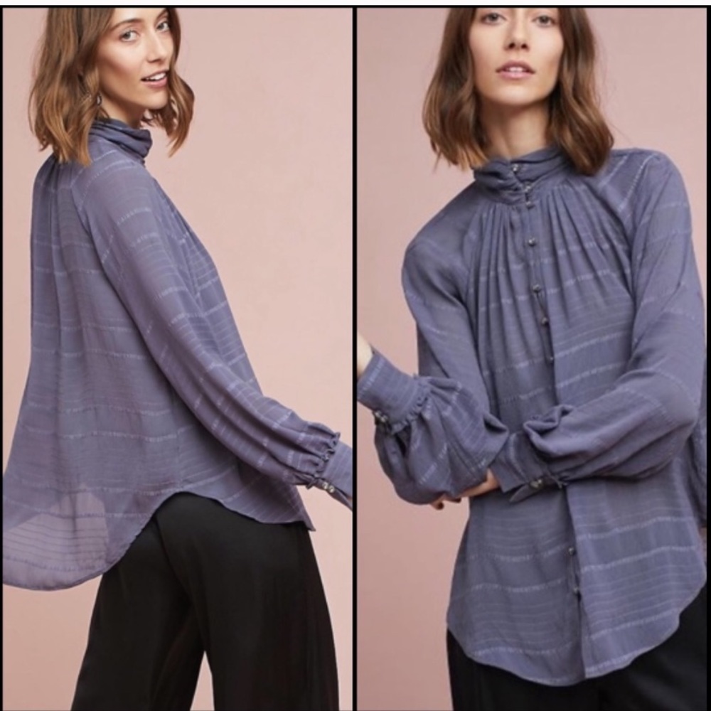 Feather Bone by Anthropologie Blue Blouse
